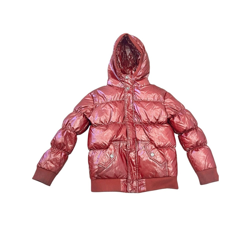 Appaman Kids 10 Glitter Sparkle Royal Red Puffy Hooded Puffer Down Jacket Coat